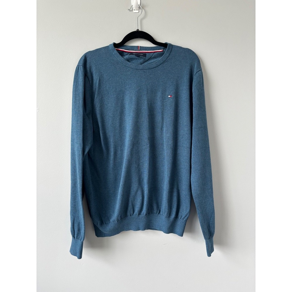 Tommy Hilfiger Sweater Mens Crew Neck Pullover blue Classic Fit Casual‎ Golf XL